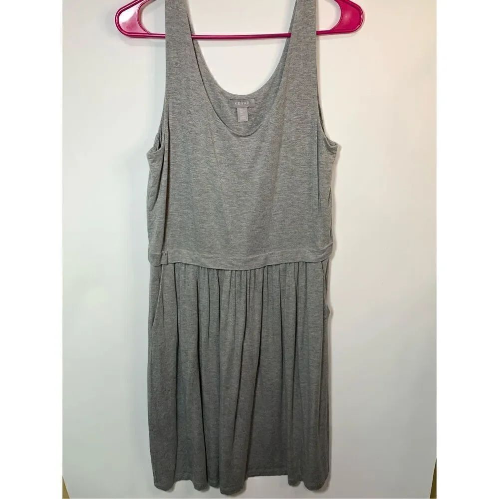 Kenar Women's Scoop Neck Sleeveless Pleated Mini Dress Gray Size Large